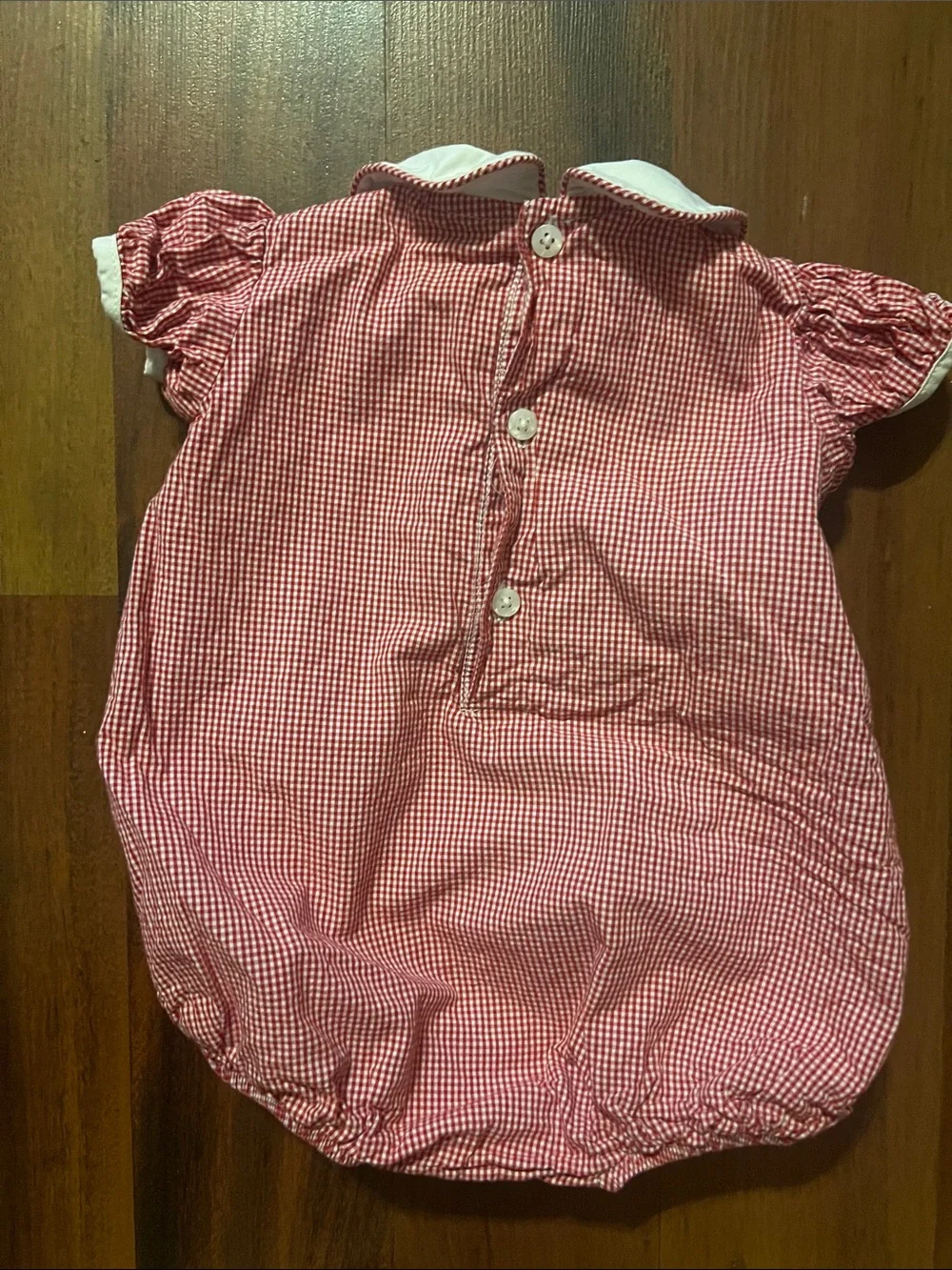 Edgehill Collection Red and White Check Baby Bubble Romper Size 6 Months